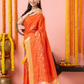 Classic Benarasi Katan Semi Silk Saree | Bright Orange