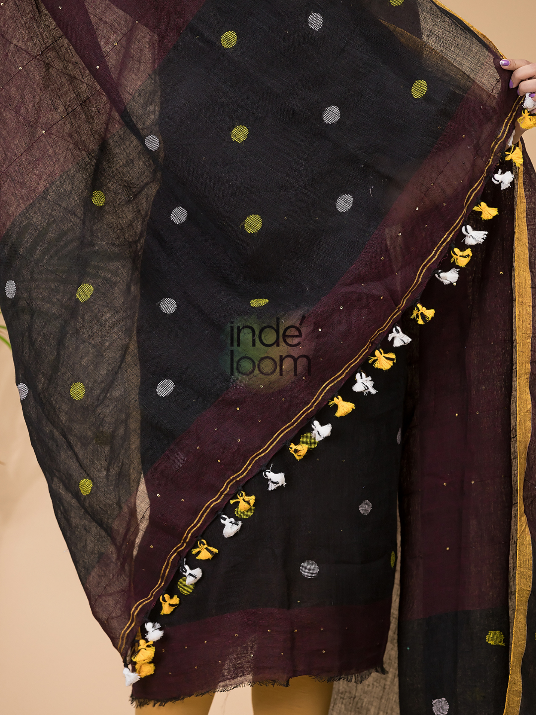 Dark Brown Linen X Linen 2-Piece Set Kurti & Dupatta (UNSTITCHED) -097