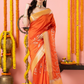 Classic Benarasi Katan Semi Silk Saree | Bright Orange