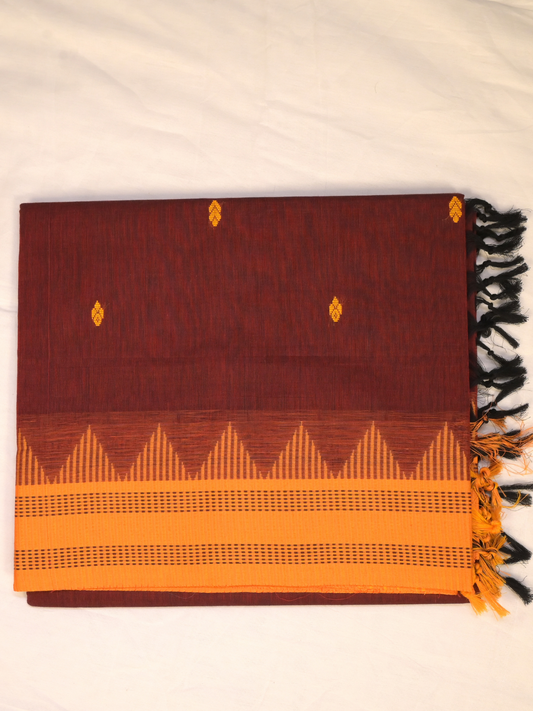 Kanchi Cotton|Maroon & Yellow