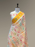 Pure Banarasi Exclusive Ektara Kora JAMDANI Tilfi saree | Off-White