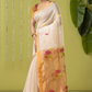 Handwoven Jamdani Muslin Saree | Off-White and Gold | All-over Buttas with All-over Jamdani weaves