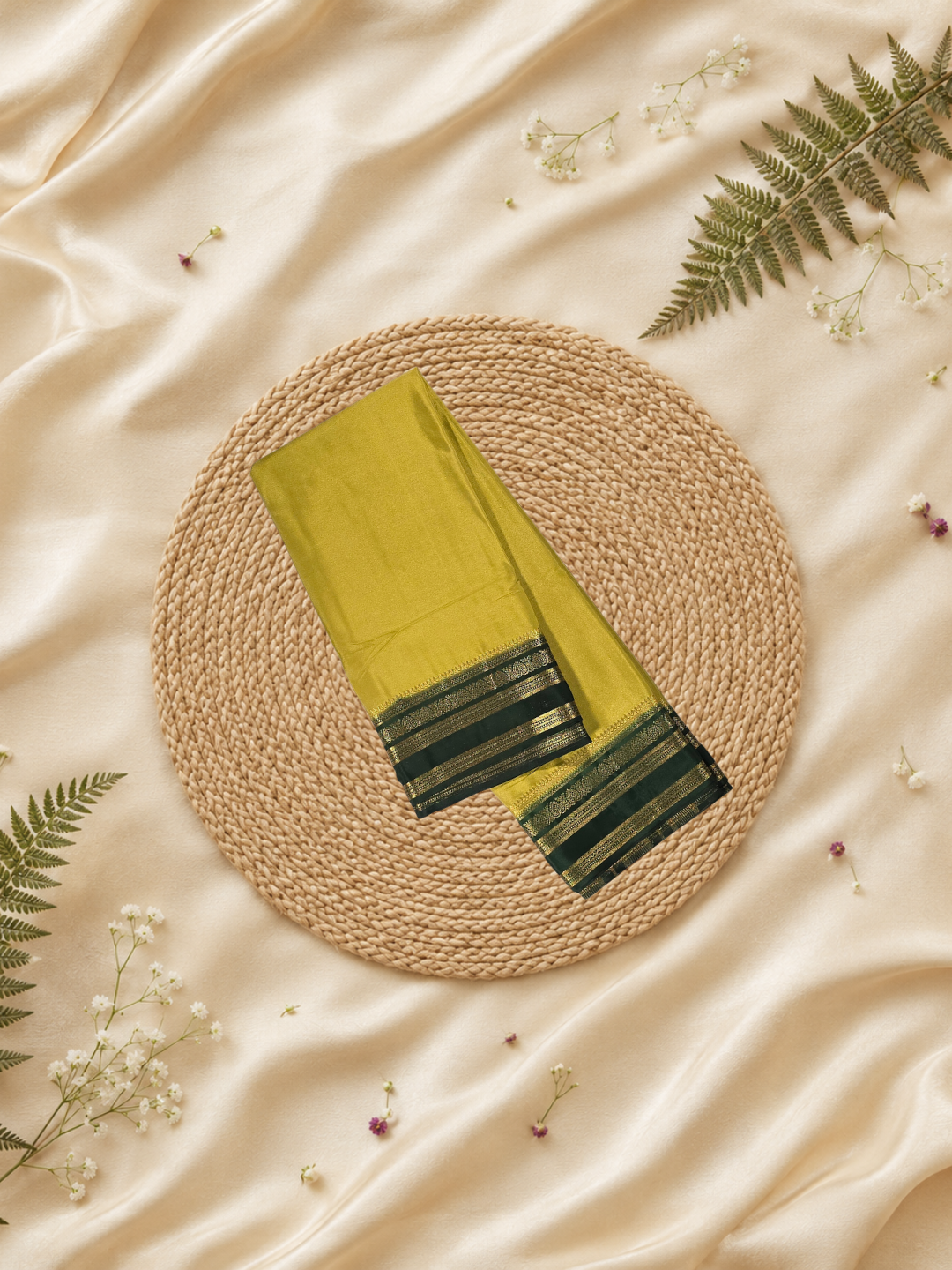 Classic Mysore Silk Saree  |  Olive Green