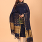 Dark Blue Linen Jamdani 2-Piece Set Kurti & Dupatta (UNSTITCHED) - 070