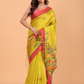 Silk Saree With Neon Yellow - 138