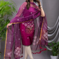 Orchid Purple Matka Jamdani 2-Piece Set Kurti & Dupatta (UNSTITCHED) - 107