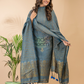 Space Blue Organic Linen 2-Piece Set Kurti & Dupatta (UNSTITCHED) - 0792