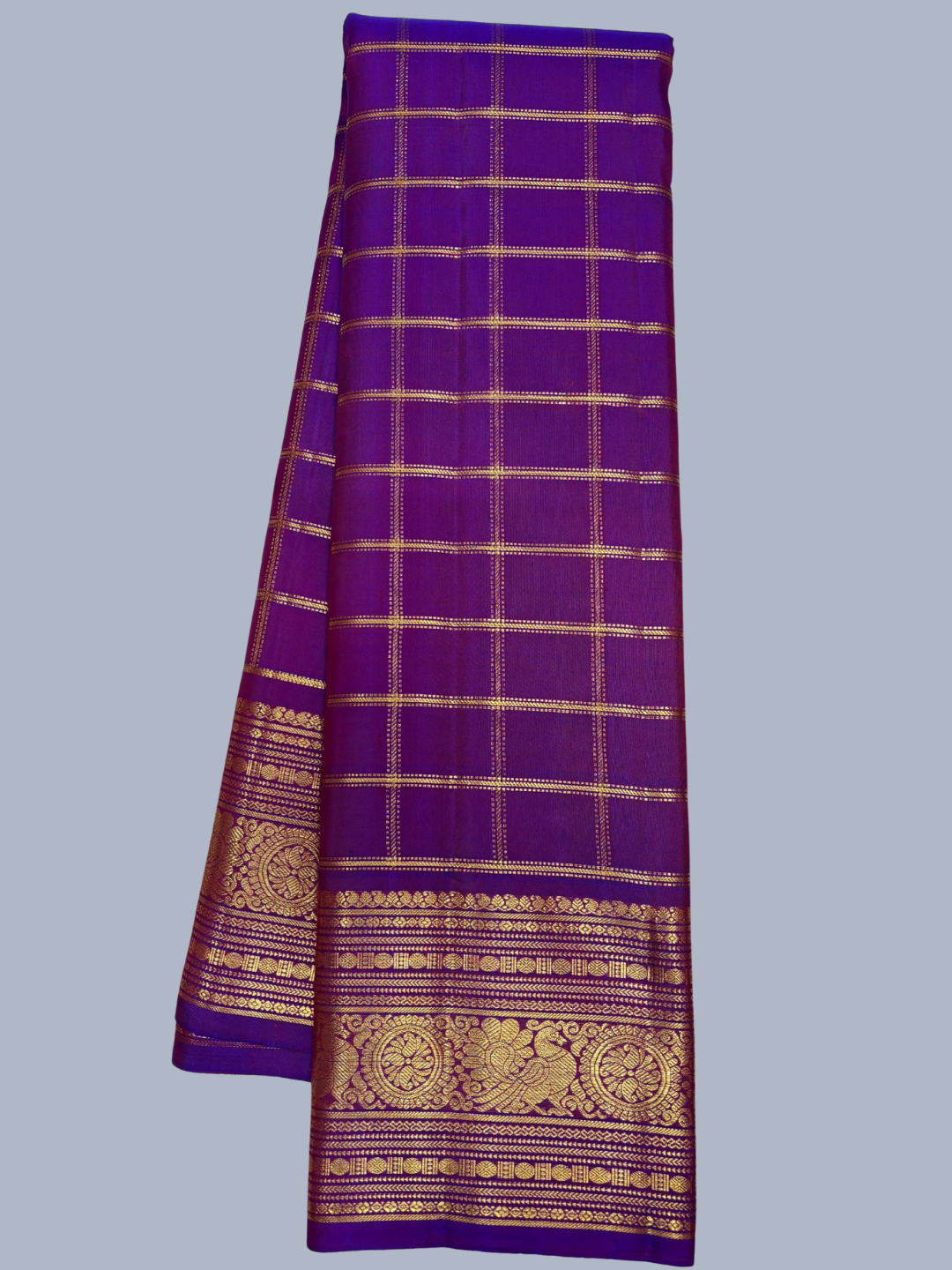 Pure Handwoven Gadwal Silk Saree With Plum Purple -030