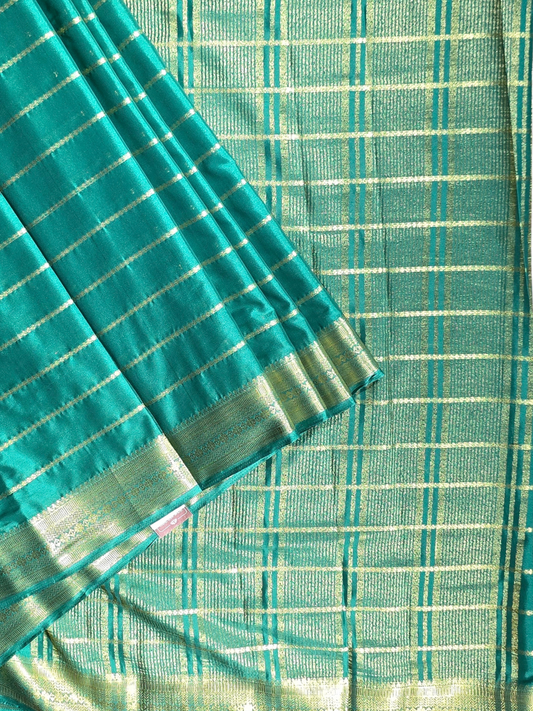 Classic Mysore Semi Silk Saree | Teal Green
