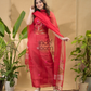 Cherry Red Jamdani 2-Piece Set Kurti & Dupatta (UNSTITCHED) -759