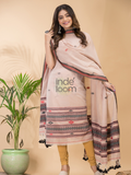 Cream Brown Mercerized Cotton 2-Piece Set Kurti & Dupatta (UNSTITCHED) -200