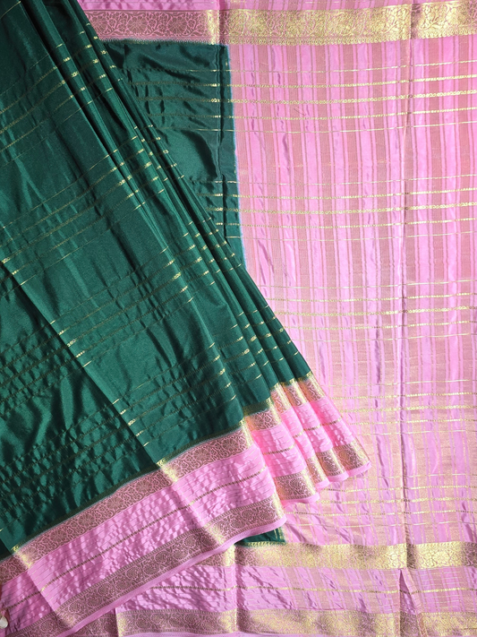 Classic Mysore Semi Silk Saree | Teal Green