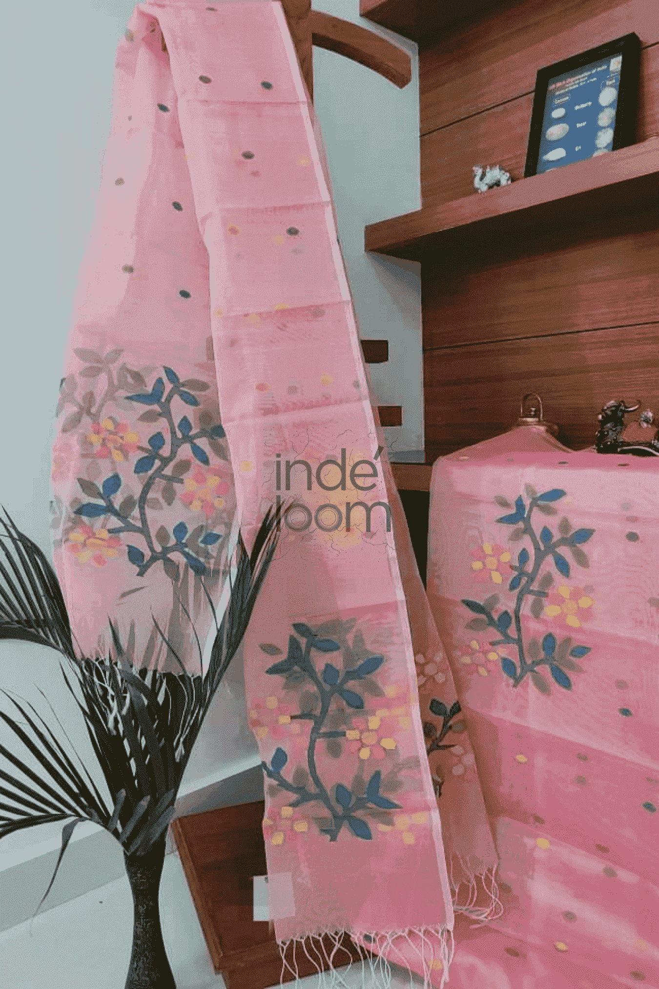 Muslin Jamdani 2-Piece Set Kurti & Dupatta (UNSTITCHED) - Baby Pink - 019