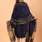 Dark Blue Linen Jamdani 2-Piece Set Kurti & Dupatta (UNSTITCHED) - 070