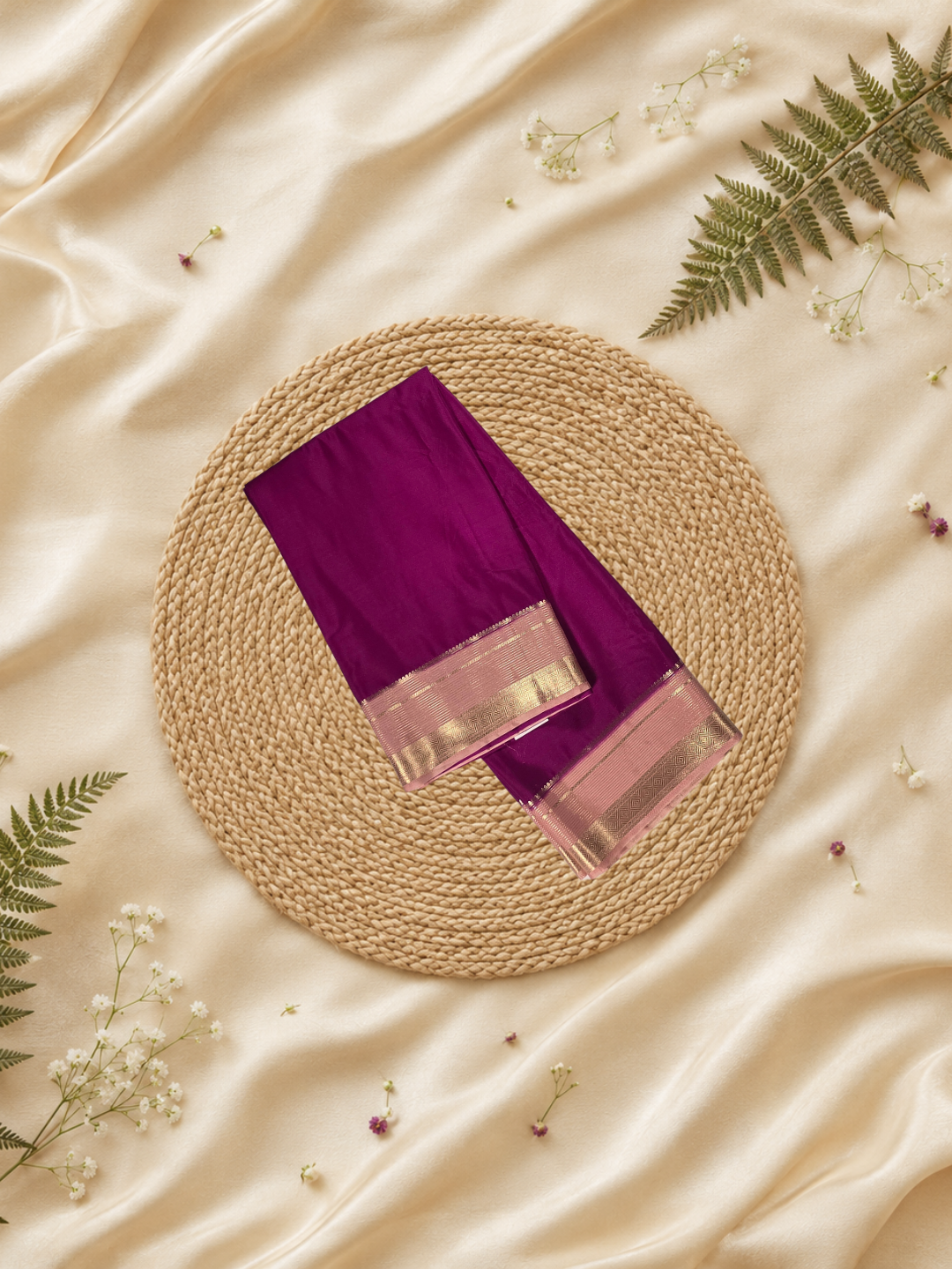 Mysore Silk Saree With Wine Purple