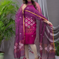 Orchid Purple Matka Jamdani 2-Piece Set Kurti & Dupatta (UNSTITCHED) - 107