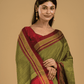 Pure Ilkal Saree With Olive Greenand Red Border - 048