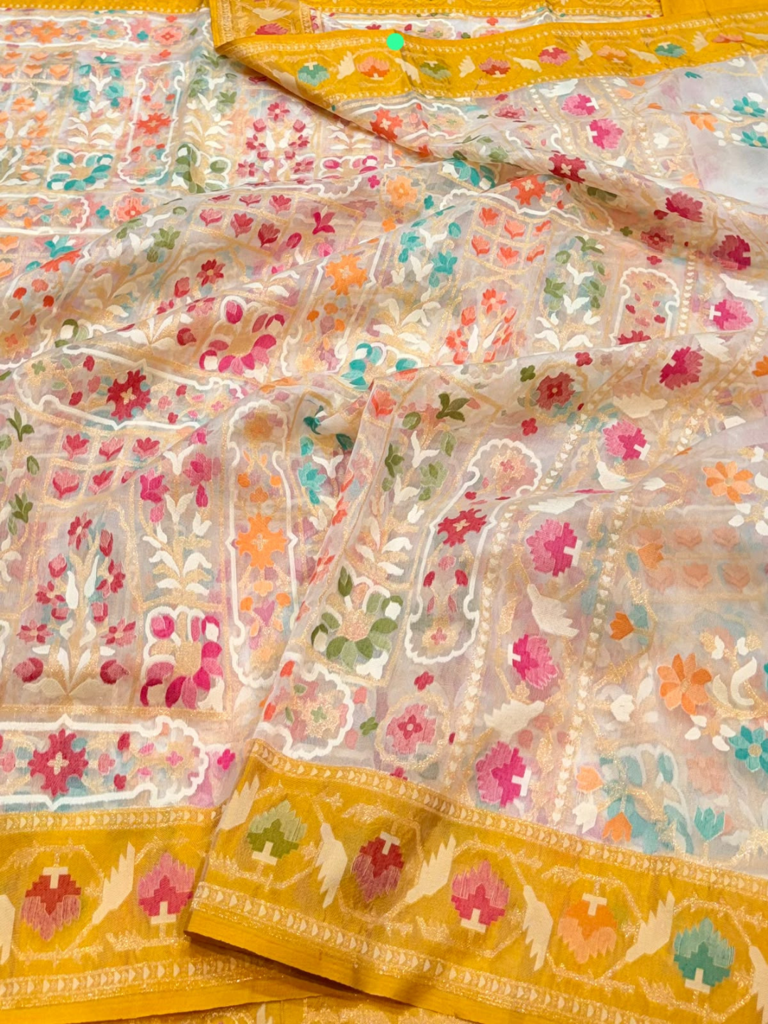 Pure Banarasi Exclusive Ektara Kora JAMDANI Tilfi saree | Off-White