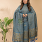 Space Blue Organic Linen 2-Piece Set Kurti & Dupatta (UNSTITCHED) - 0792