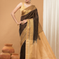 Pure Handloom Korvai Saree | Dark Brown With Golden Pallu Broder
