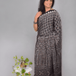 Ajrakh Exclusive Designer Modal Silk in Black and Blue with Intricate Pattern - 043 - indeloom