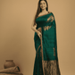 Dark Green Matka Silk Jamdani Saree - 041 - indeloom