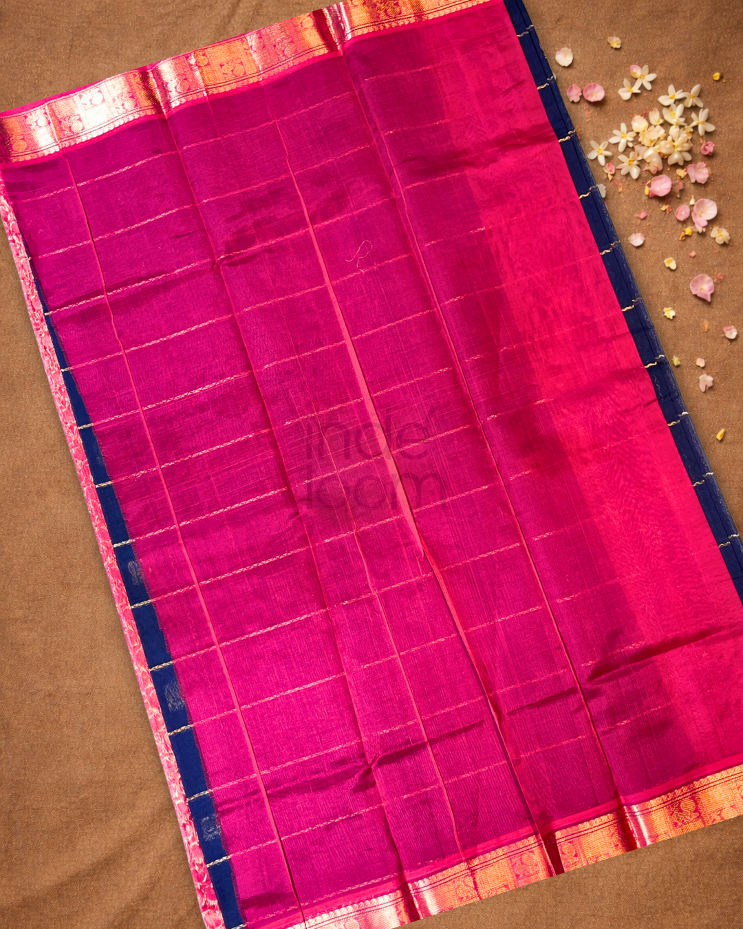 Pure Handloom Korvai Saree | Dark Blue