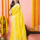 Classic Benarasi Katan Semi Silk Saree | Lemon Yellow