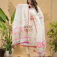 Light White Jamdani 2-Piece Set Kurti & Dupatta (UNSTITCHED) -761