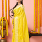 Classic Benarasi Katan Semi Silk Saree | Lemon Yellow