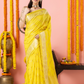 Classic Benarasi Katan Semi Silk Saree | Lemon Yellow
