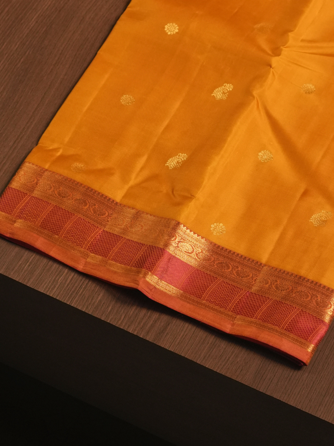 Silk Mark Certified Handloom Kanjivaram Silk Saree  |  Mustard Yellow