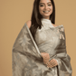 Light Black Cotton Silk Jamdani Saree - 027 - indeloom