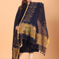 Dark Blue Linen Jamdani 2-Piece Set Kurti & Dupatta (UNSTITCHED) - 070
