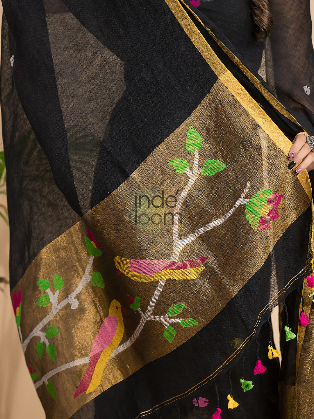 Royal Black Linen X Linen 2-Piece Set Kurti & Dupatta (UNSTITCHED) - 008