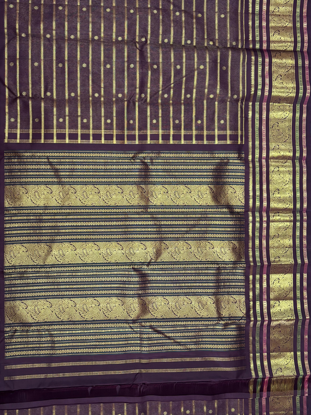 Handwoven Pure Gadwal Silk Saree  | Brown