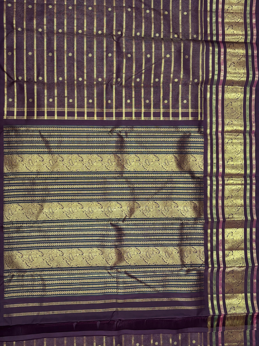 Handwoven Pure Gadwal Silk Saree  | Brown