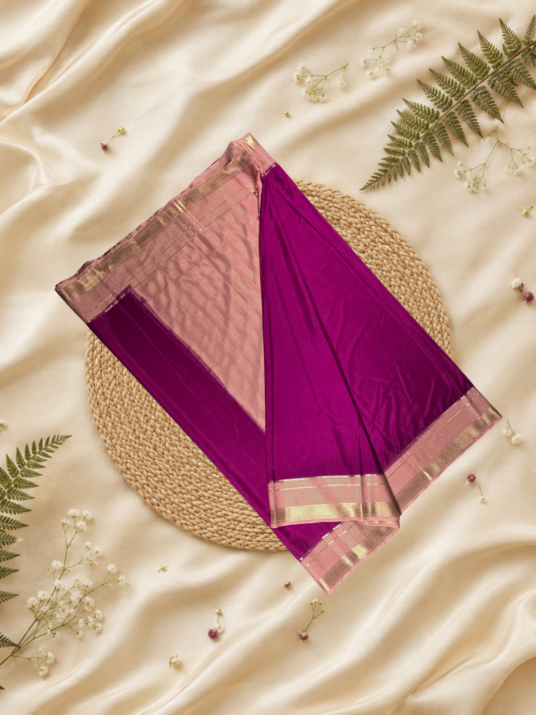 Mysore Silk Saree With Wine Purple