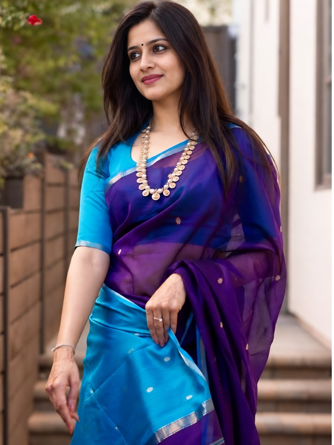 Maheshwari Silk Cotton Saree – Festive Elegance | Indigo Blue