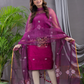 Orchid Purple Matka Jamdani 2-Piece Set Kurti & Dupatta (UNSTITCHED) - 107
