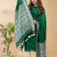 Dark Green Muslin Cotton X Baluchari 2-Piece Set Kurti & Dupatta (UNSTITCHED) - 069