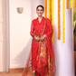 Imperial Red Sequin Paithani Jamdani 2-Piece Set Kurti & Dupatta (UNSTITCHED) - 309