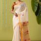 Handwoven Jamdani Muslin Saree | Off-White and Gold | All-over Buttas with All-over Jamdani weaves