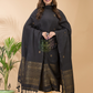 Rich Black Organic Linen 2-Piece Set Kurti & Dupatta (UNSTITCHED) -080