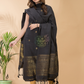 Rich Black Organic Linen 2-Piece Set Kurti & Dupatta (UNSTITCHED) -080