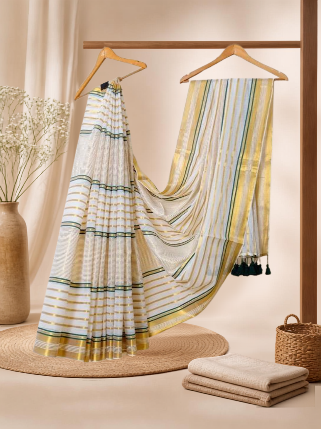Pure Handloom Mul Cotton Saree | Smoke White