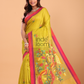 Silk Saree With Neon Yellow - 138