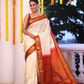 Pure Handloom Korvai Saree | Cream White and Red