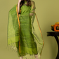 Handwoven Jamdani Muslin Unstitched 2-piece Kurti | Parrot Green