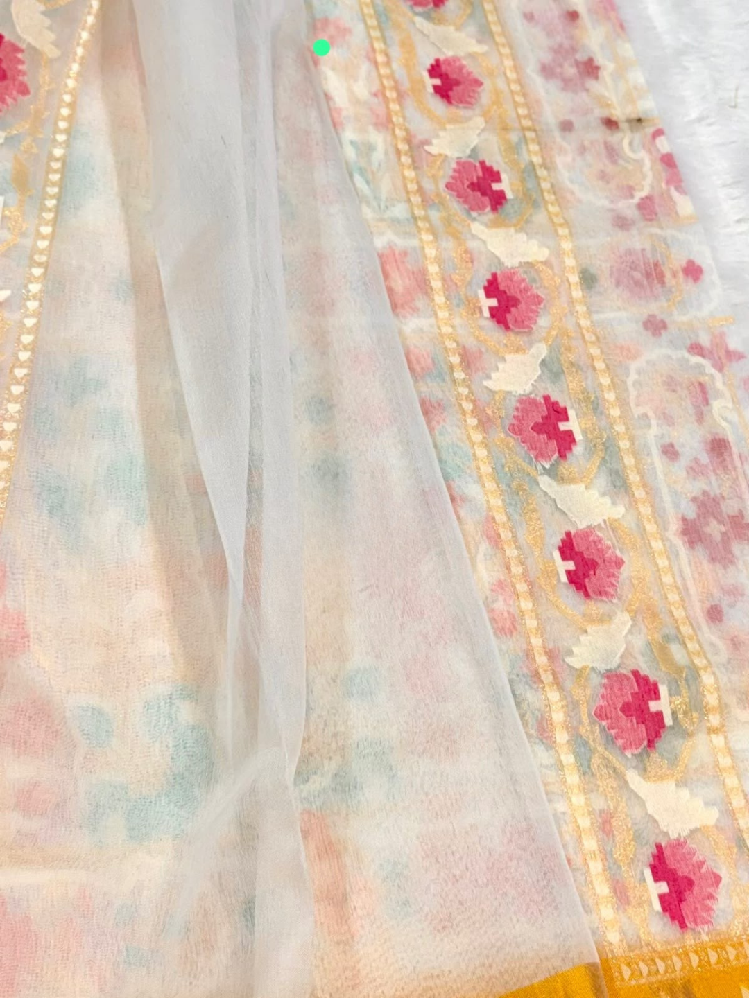 Pure Banarasi Exclusive Ektara Kora JAMDANI Tilfi saree | Off-White